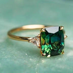 Square Emerald-Look Ring