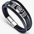 Gelaagde leren armband met magneetsluiting