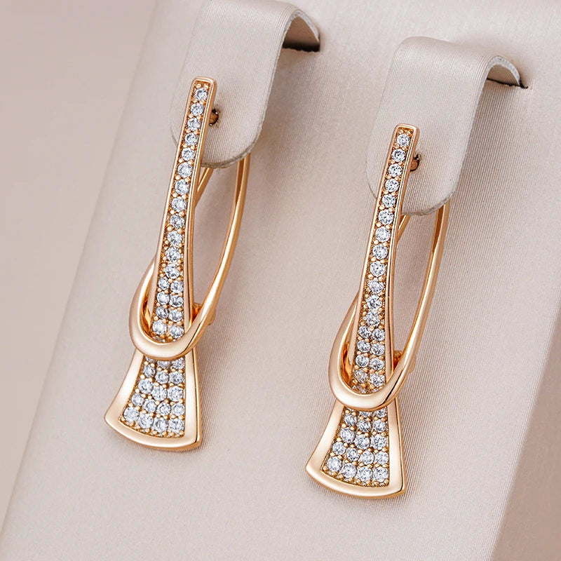 Layered Crystal Earrings in Gold Tone