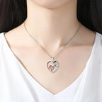Heart Zircon Girl and Horse Necklace