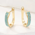 Turquoise Pavé Classic Gold-Tone Huggie Earrings