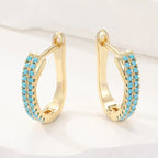 Turquoise Pavé Classic Gold-Tone Huggie Earrings