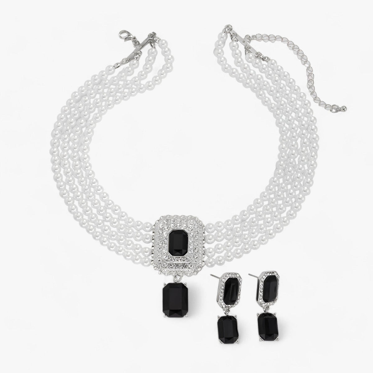 Multi-Layer Pearl Necklace and Earring Set