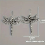 Vintage-Style Silver-Tone Carved Dragonfly Earrings