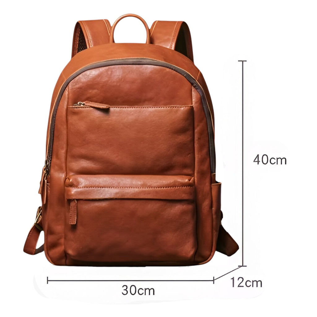Vintage-Inspired Leather Travel Backpack for Work and School