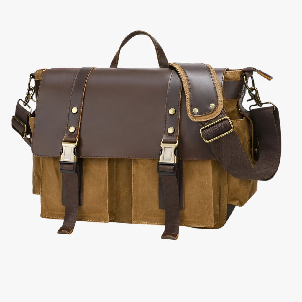 Men's Vintage-Style Messenger Bag with Tablet Compartment