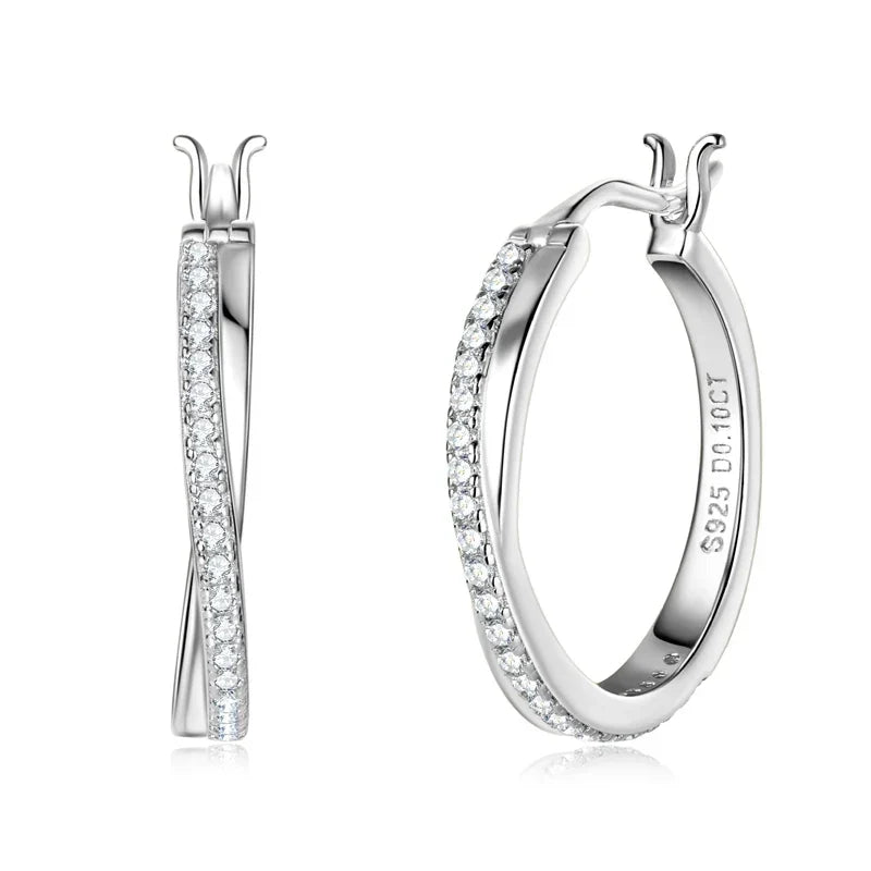 Zirconia Braided Hoop Earrings