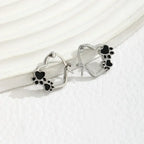 Heart Huggie Earrings with Black Enamel