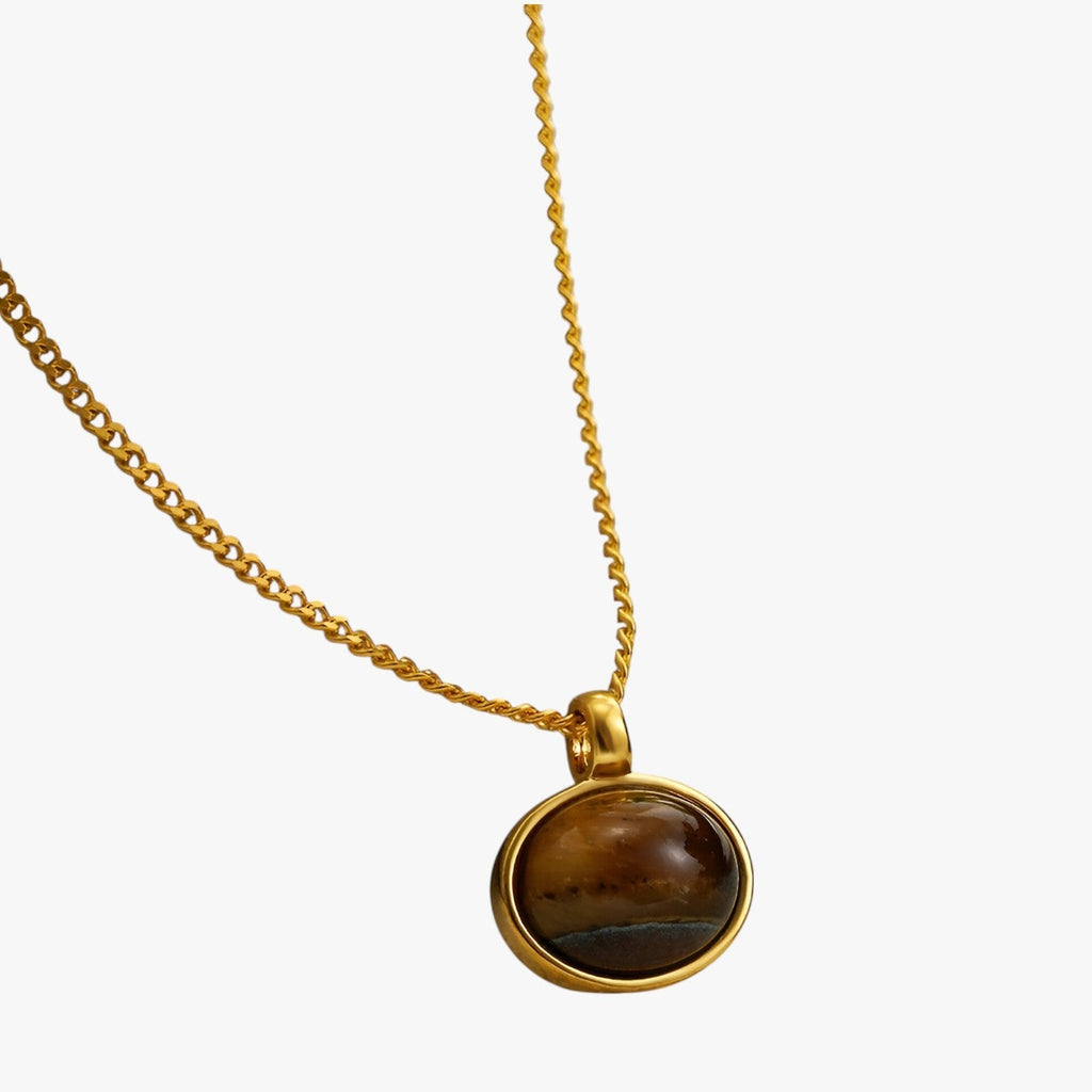 Vintage Necklace with Tiger's Eye Stone Pendant
