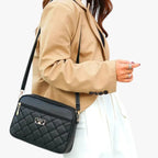 Women's Small Diamond-Quilted PU Shoulder Bag