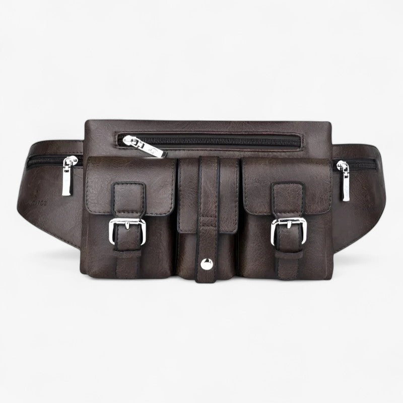 Men's Leather Belt Bag with Spacious Front Pocket