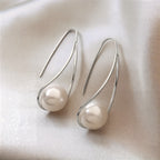 Gold-Tone Swirl Hook Earrings with Pearl