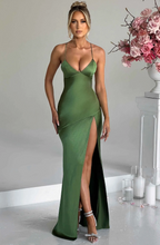Spaghetti Strap Open-Back High-Slit Maxi Dress