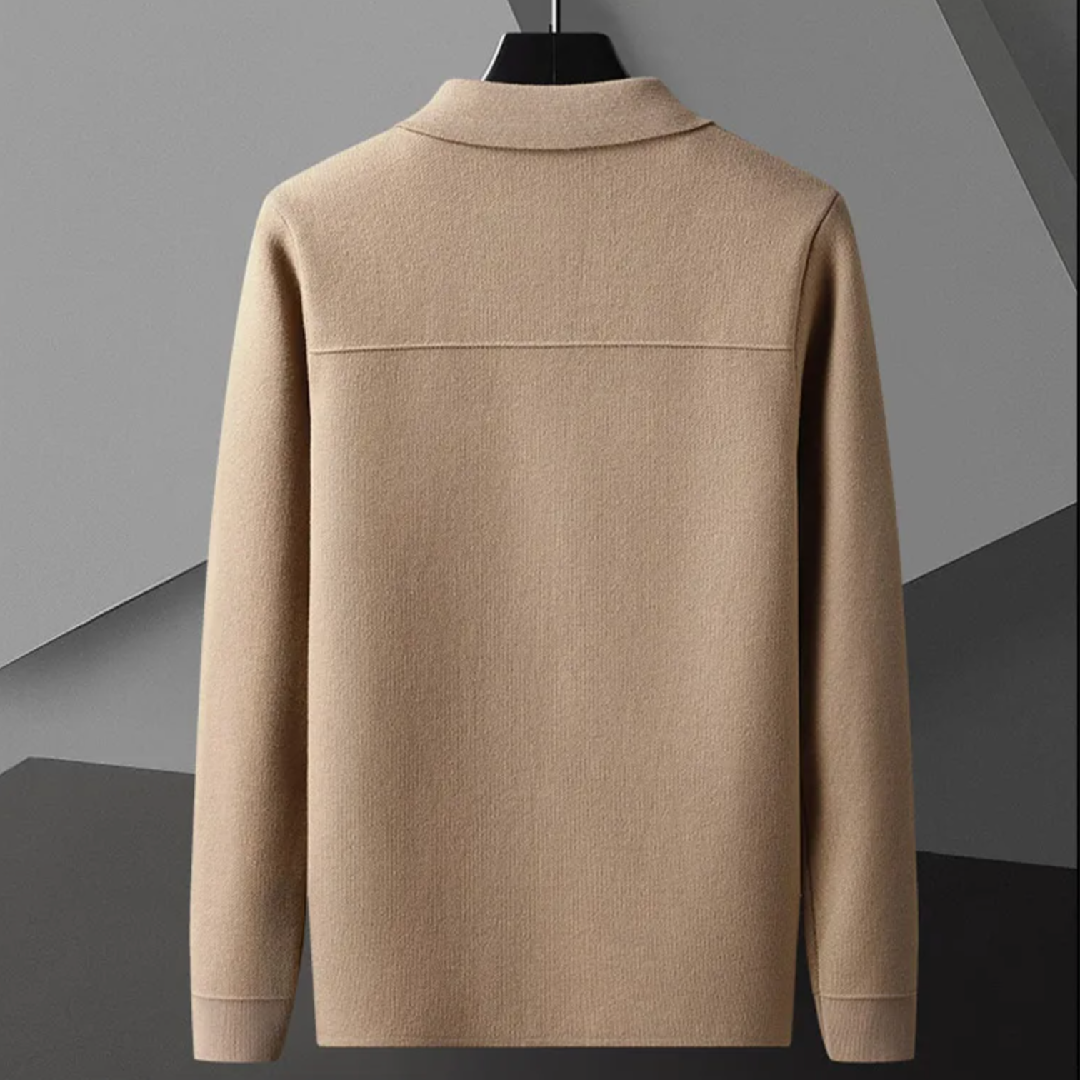 Tailored Knit Cardigan with Contrast Trim Detailing