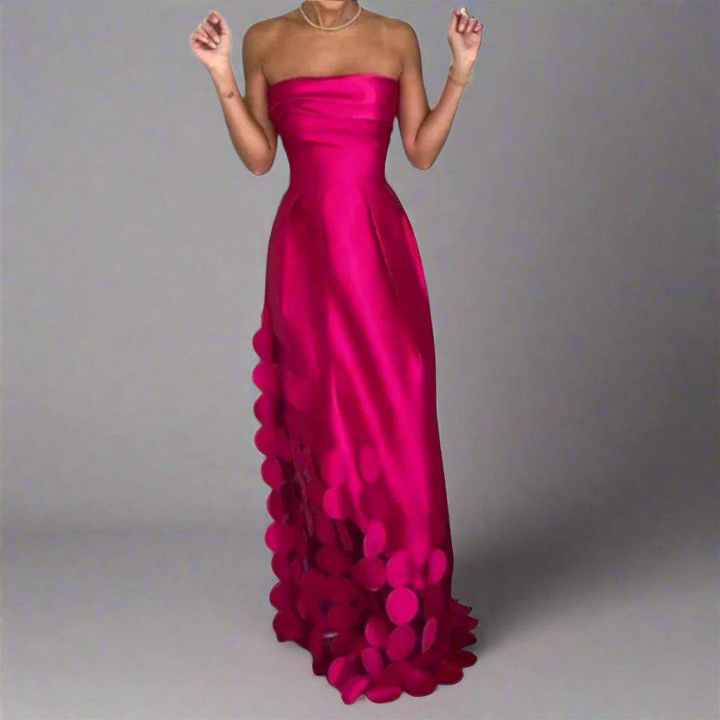 Strapless Fitted Bodice Full Skirt Maxi Dress