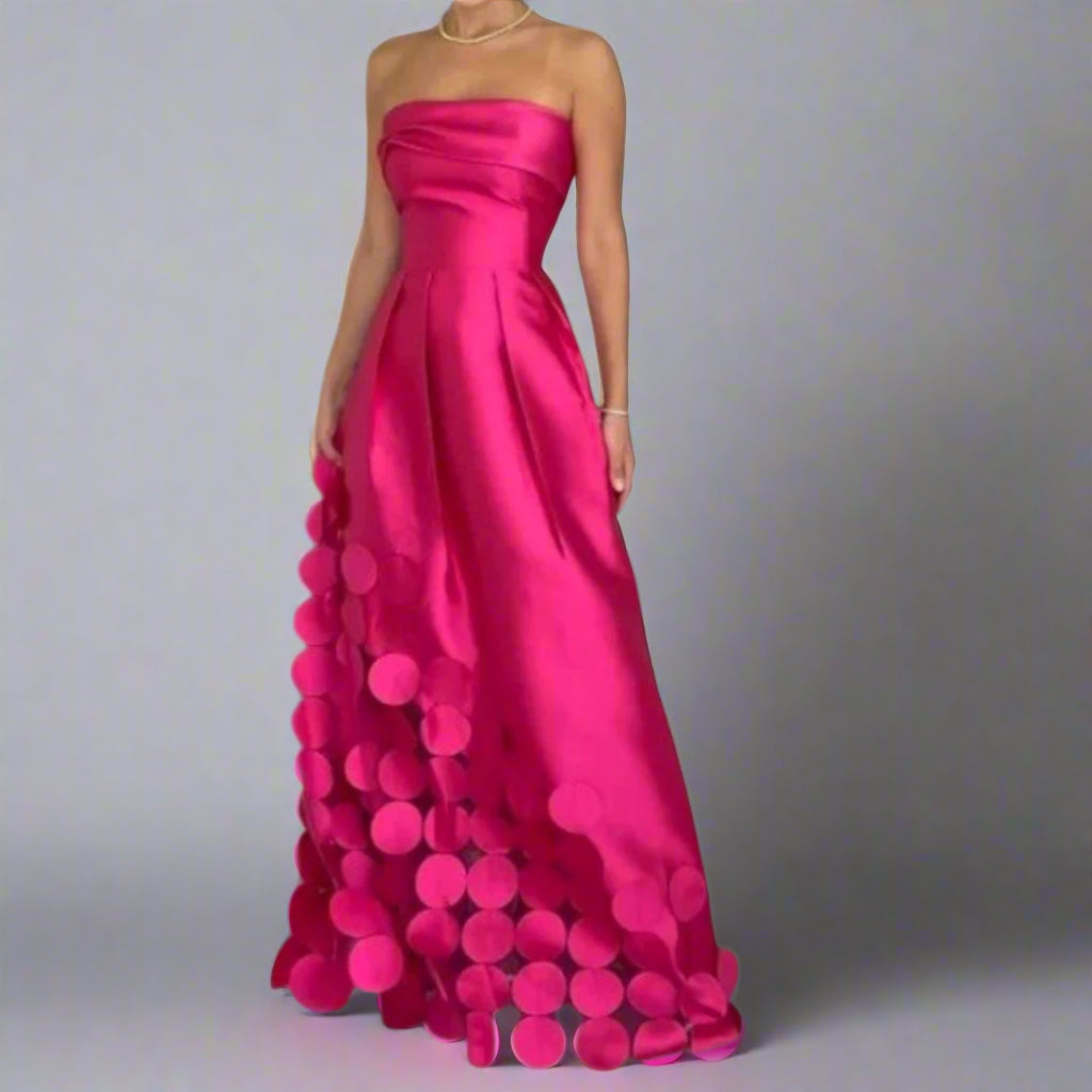 Strapless Fitted Bodice Full Skirt Maxi Dress