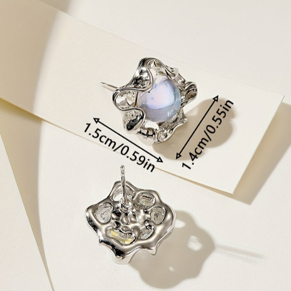 Silver-Tone Moonstone Earrings