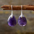 Amethyst Teardrop Earrings in Two Metal Tones