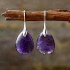 Amethyst Teardrop Earrings in Two Metal Tones