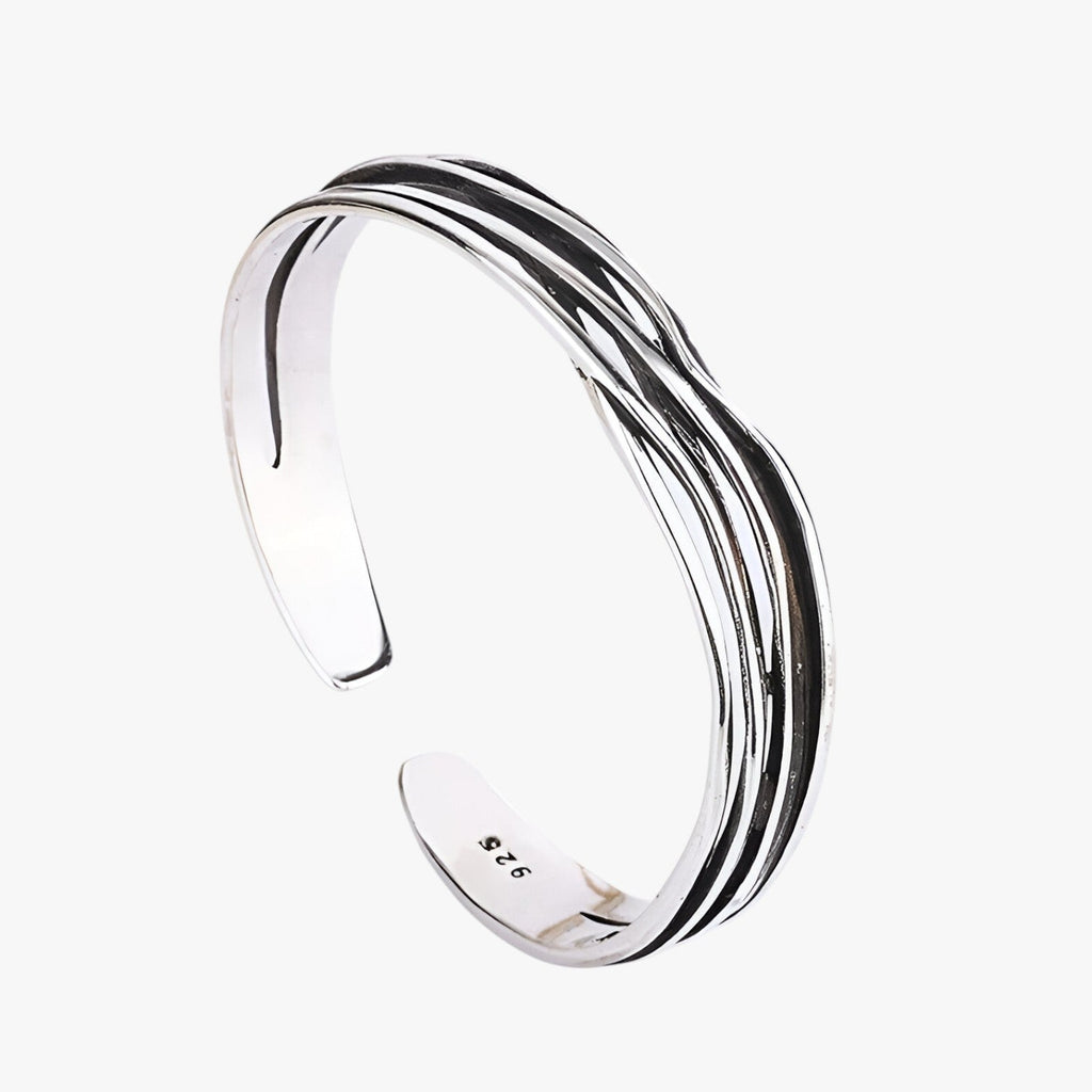 Retro geweven zilverkleurige armband met fijn detail