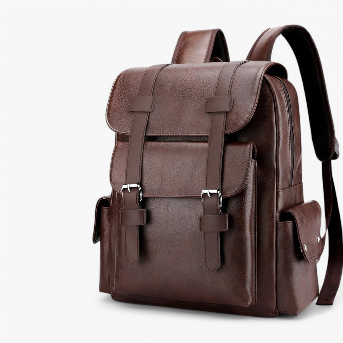 Sleek Spacious PU Leather Laptop and Book Backpack