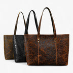Grote handgemaakte vintage leren shopper-schoudertas voor dames