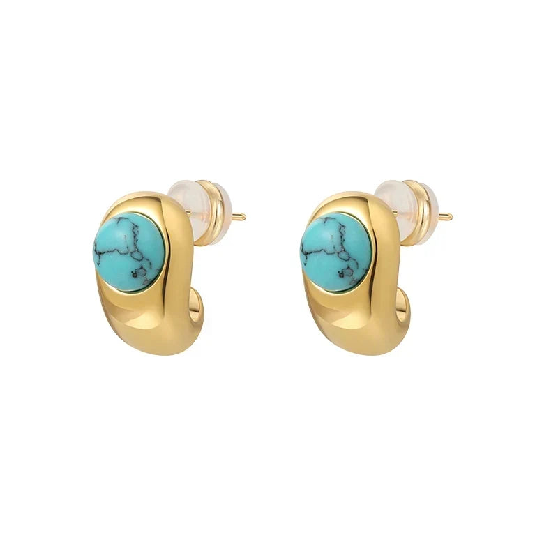 Turquoise Copper-Tone Earrings