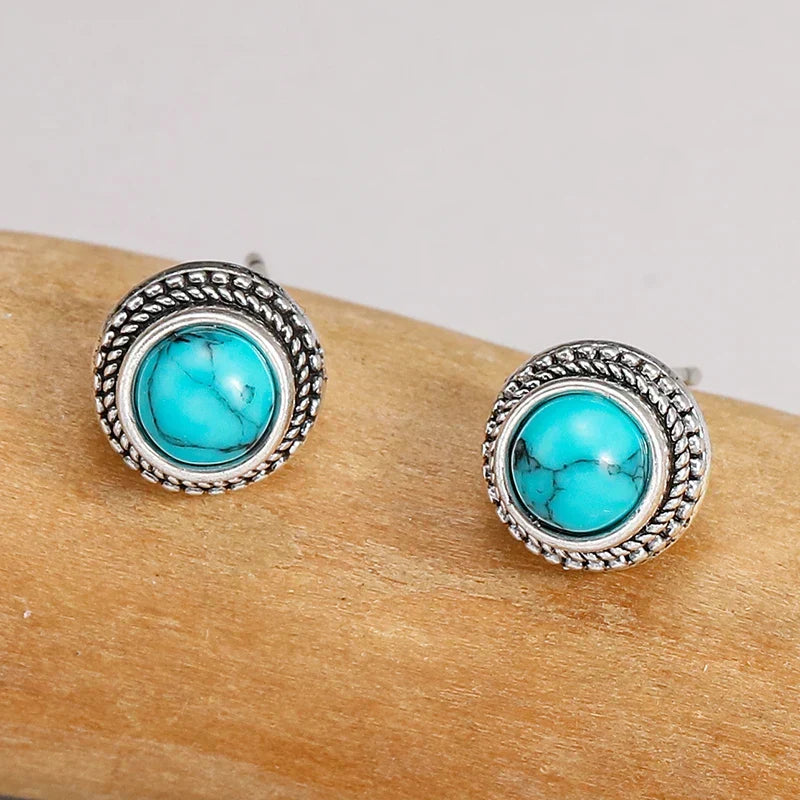 Vintage Bohemian Faux Turquoise Stud Earrings