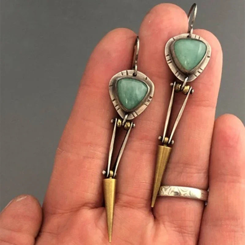 Ancient-Inspired Turquoise-Look Drop Earrings