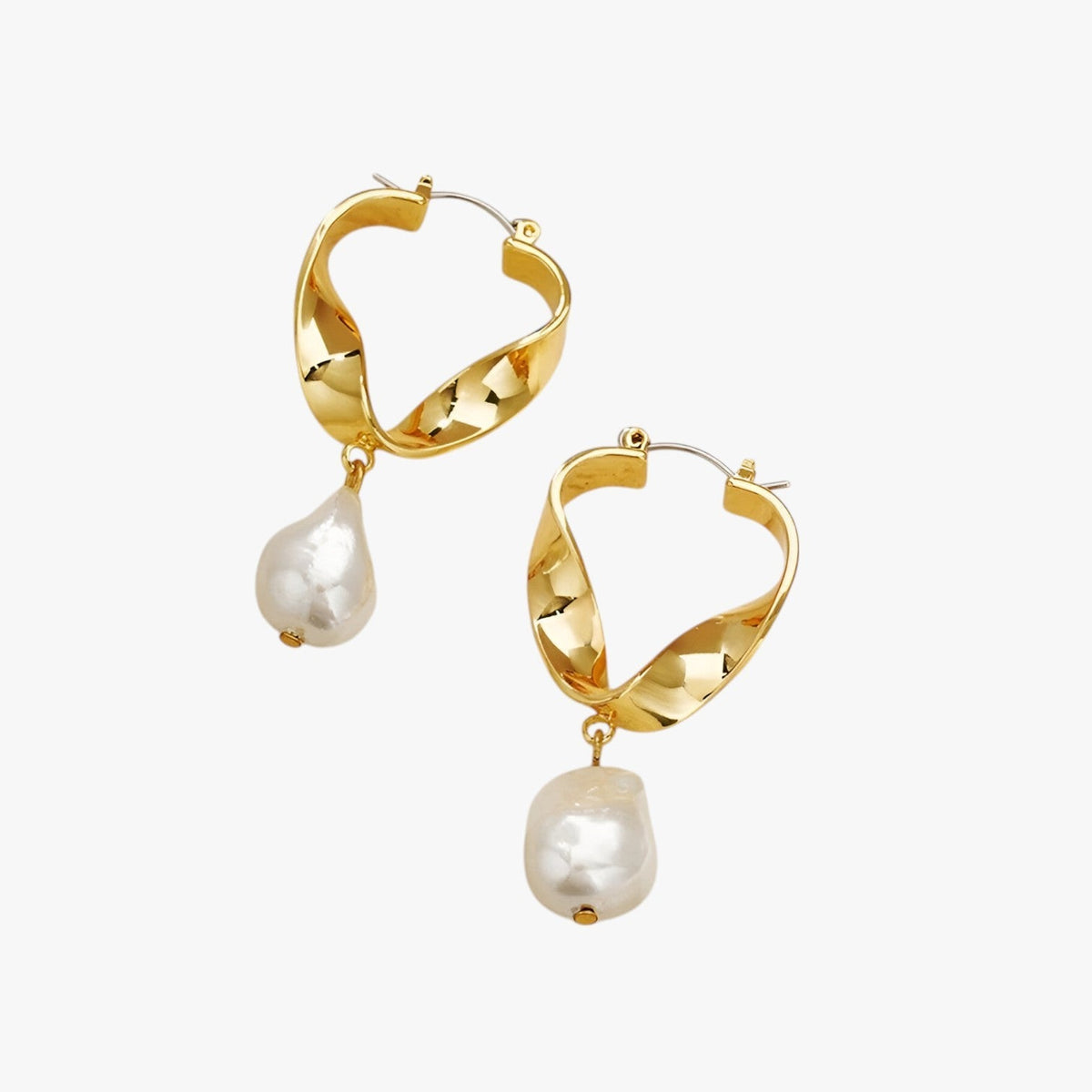 Hollow Round Torque Earrings, 18K Gold-Plated