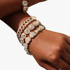 Kristallen tennisarmband met hangende hartbedels
