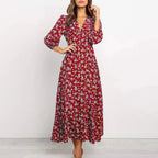 All-Over Floral Print Long Sleeve Maxi Dress