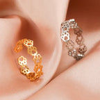 Adjustable Stainless Steel Paw Print Ring