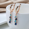 Blue Crystal Cascade Drop Earrings