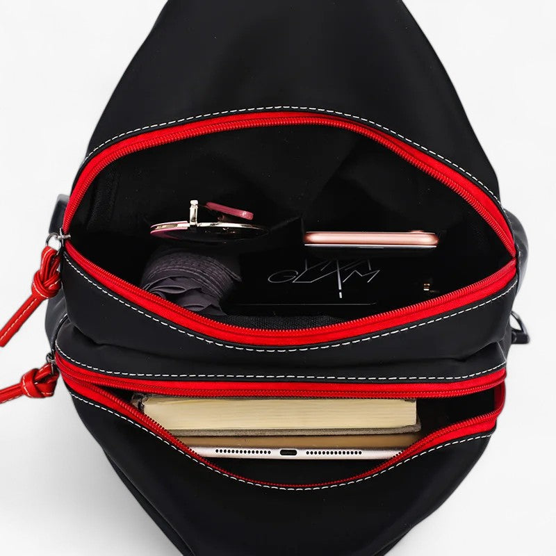 Waterproof Spacious Black Nylon School and Travel Backpack