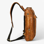 Men's Genuine Ox Leather Chest Bag with USB Charging Port