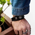 Gelaagde leren armband met magneetsluiting