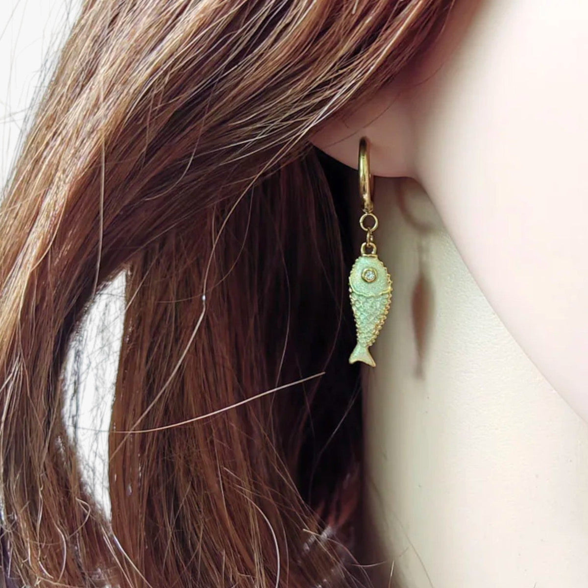 Coloured Steel Stud Earrings with Sea Motifs