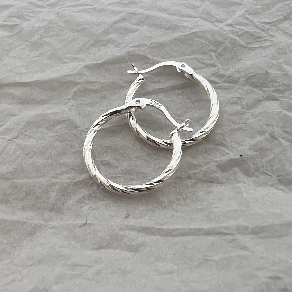 Twisted Silver-Tone Hoop Earrings