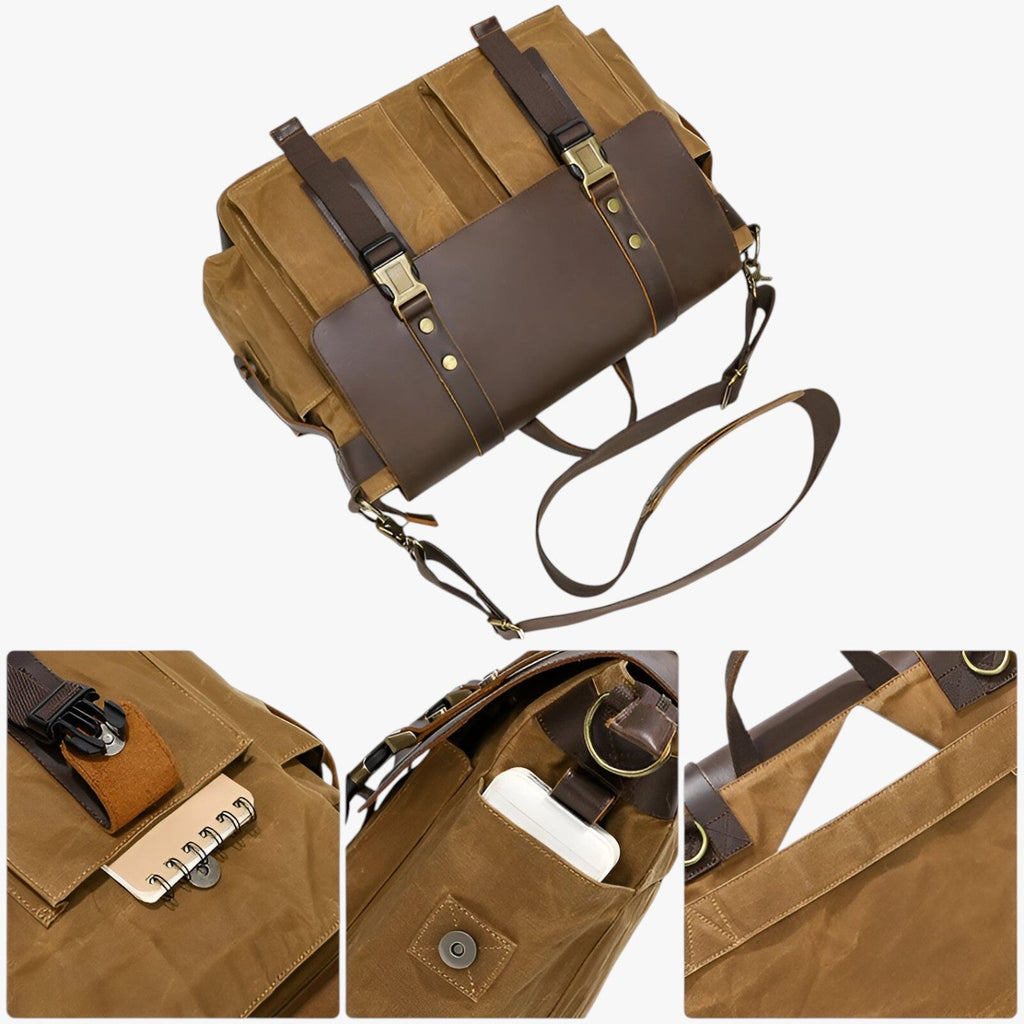 Men's Vintage-Style Messenger Bag with Tablet Compartment
