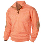Quarter Button Knit Jumper with Suede Look Trim Details