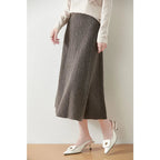 Textured Cable-Knit A-Line Maxi Skirt