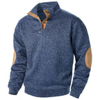 Quarter Button Knit Jumper with Suede Look Trim Details