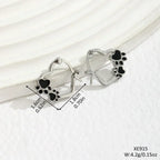 Heart Huggie Earrings with Black Enamel