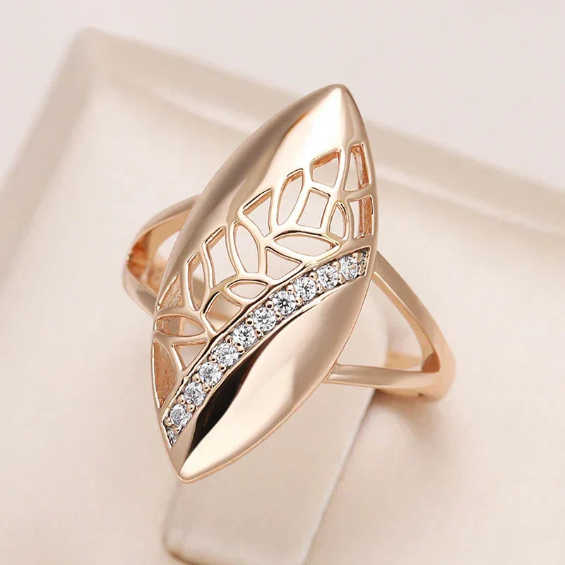 Gold-Tone Zirconia Ring with Hollow Tip