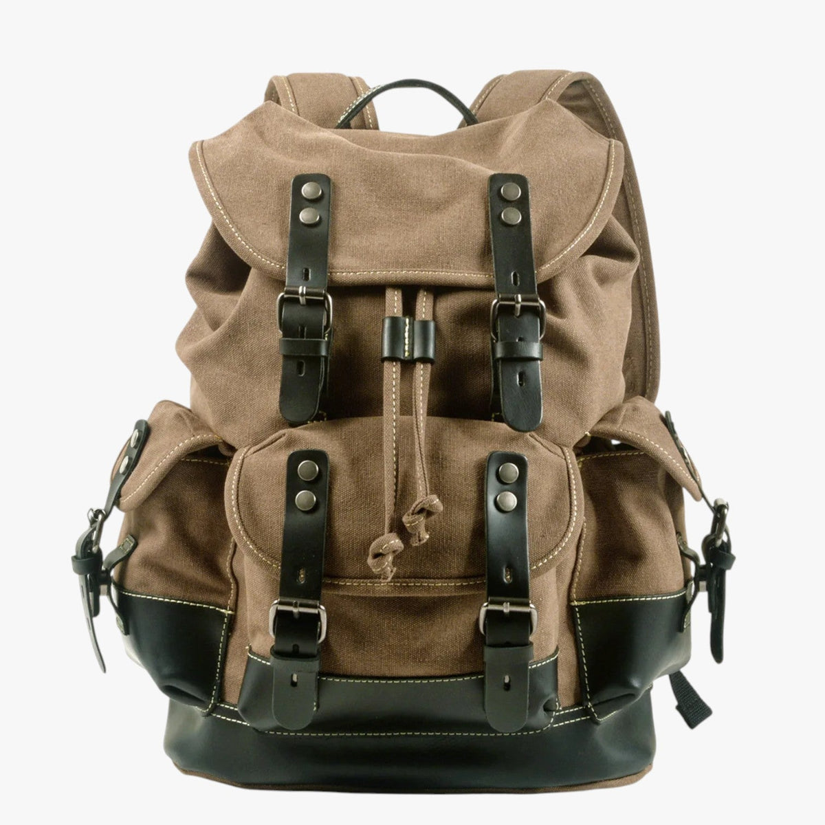 Large Vintage Canvas and Leather Hiking and Travel Backpack