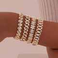 Chunky Gold-Tone Cubic Zirconia Adjustable Bracelet Set