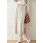 Textured Cable-Knit A-Line Maxi Skirt