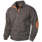Quarter Button Knit Jumper with Suede Look Trim Details