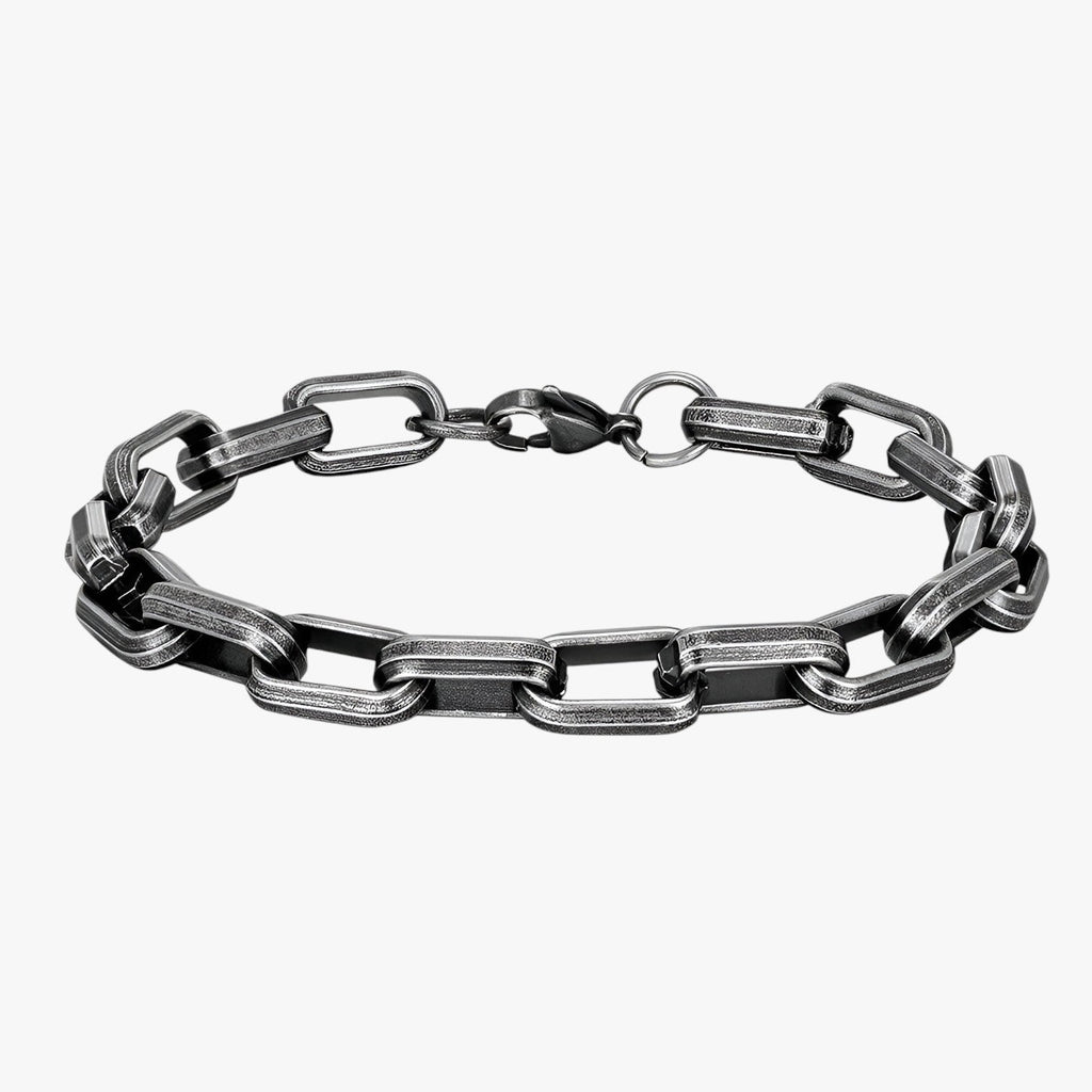 Zware stalen armband met brede schakels